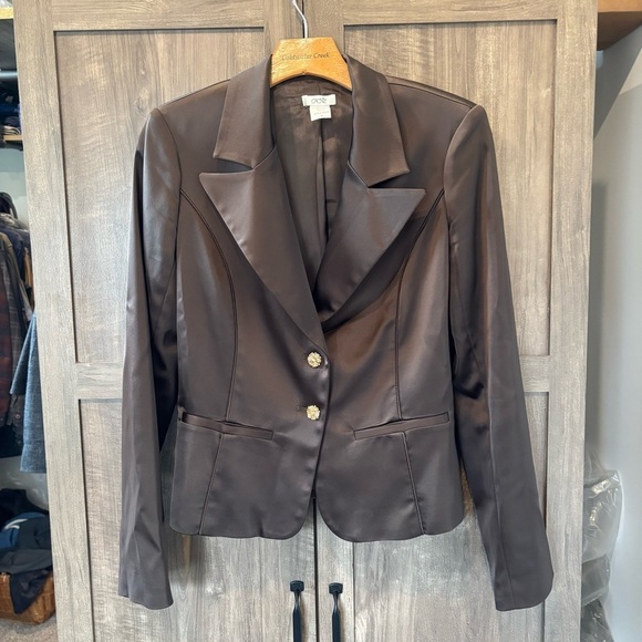 Cache Satin Blazer Jacket brown size 6 - Picture 1 of 11
